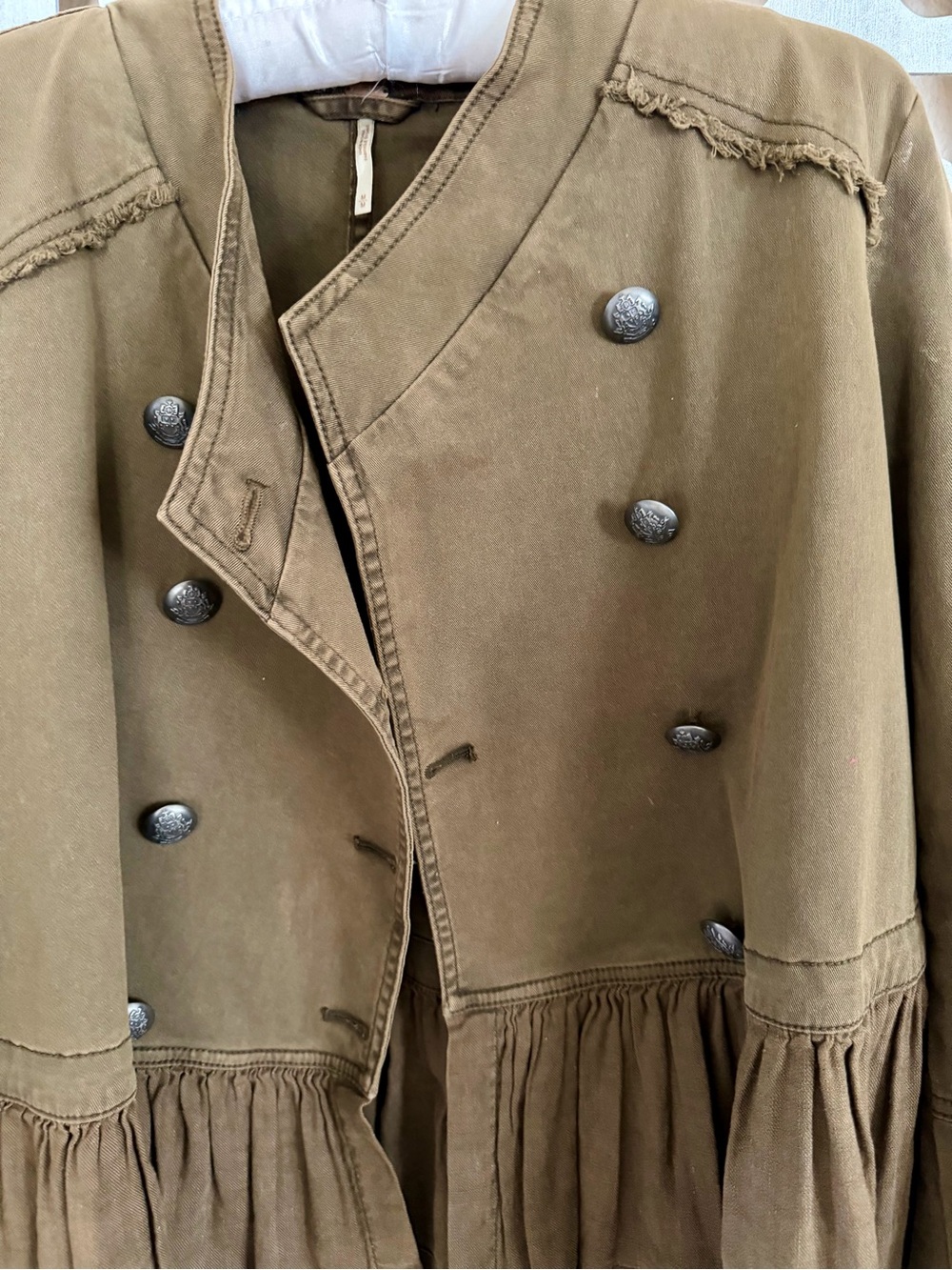 Free People Brown Military Peplum Jacket - Size M - Picture 6 of 7